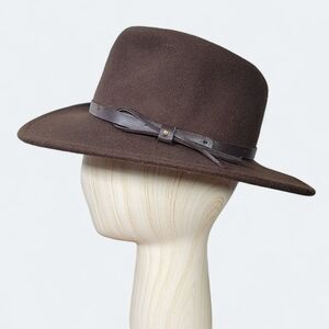 Elegant Brown Wool Fedora Hat